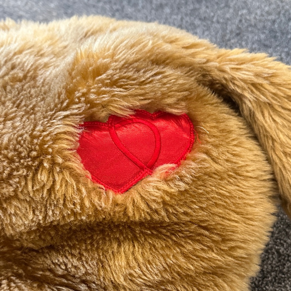 Plush Brown Dog w/ Red Nose Bow & Hearts 30” - Picture 4 of 10